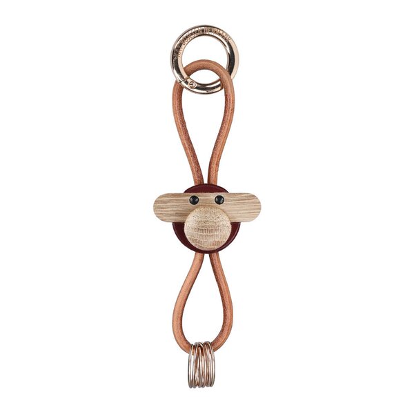 Kay Bojesen Kay Bojesen nøkkelring ape 3 cm gull/lær/bordeaux