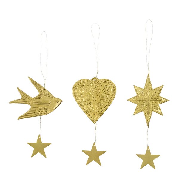 House Doctor Bird julepynt 3 stk antikk messing