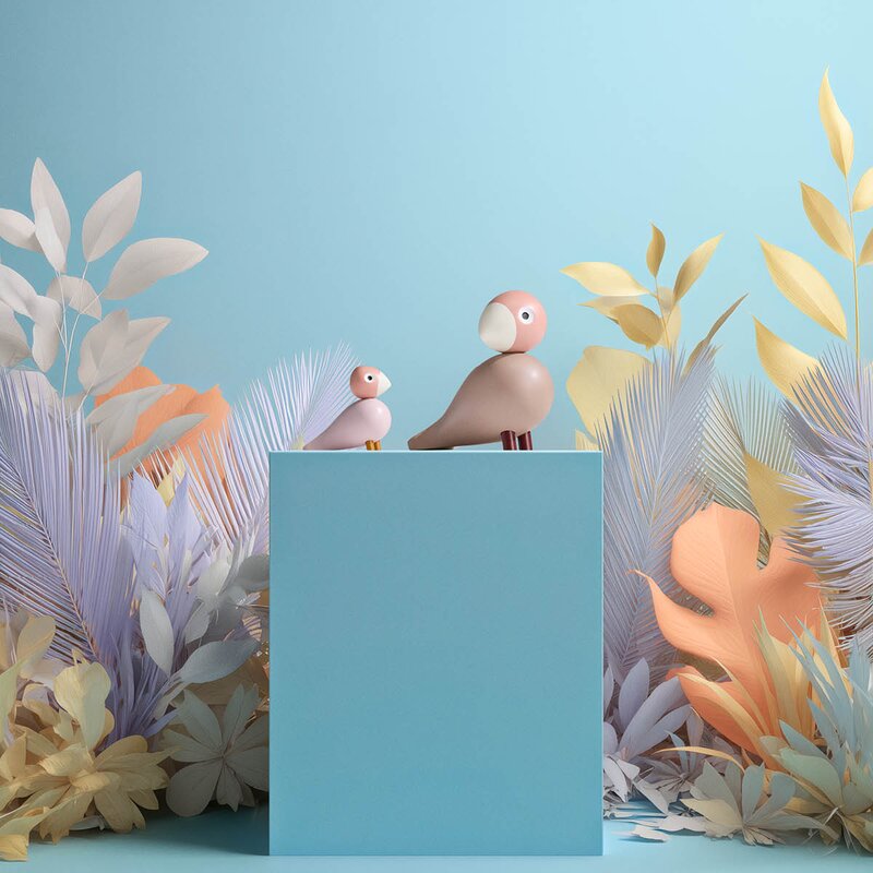 Kay Bojesen Denmark Liv & Lykke fuglepar 11 cm lys rosa