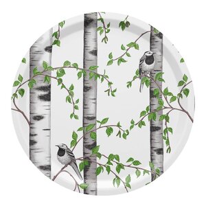 Arvidssons Textil Björkdungen rundt serveringsbrett 31 cm offwhite/grønn