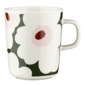 Marimekko Unikko krus 25 cl hvit/mørk grønn/rosa