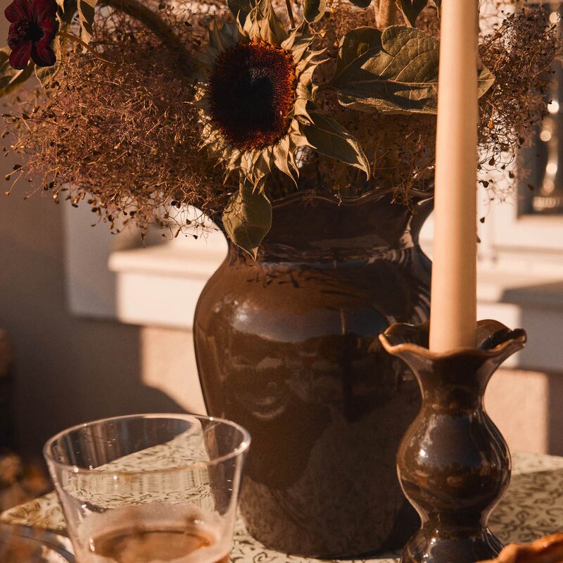 Lexington Wavy vase 25 cm brown olive