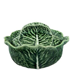 Bordallo Pinheiro Cabbage skål m/lokk 15,3 cm kål grønn
