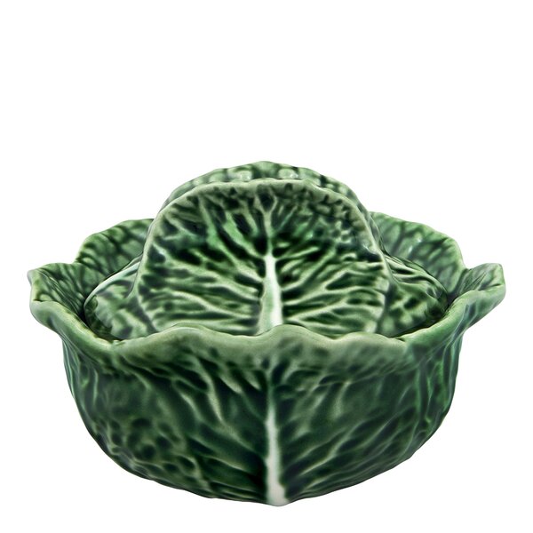 Bordallo Pinheiro Cabbage skål m/lokk 15,3 cm kål grønn