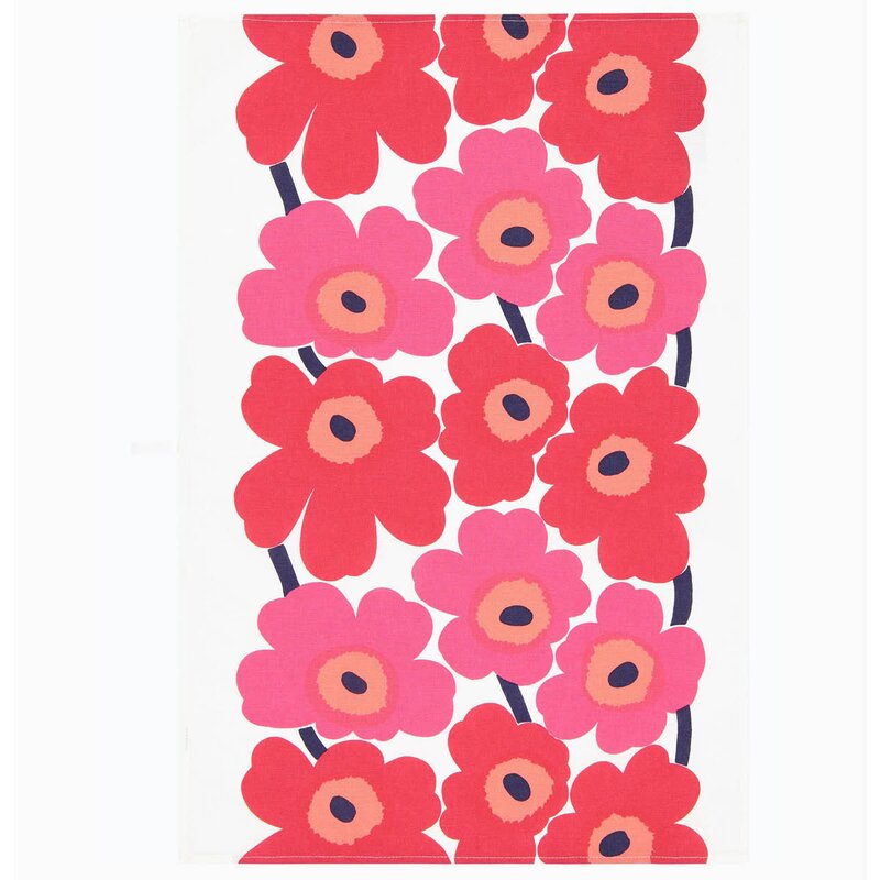 Marimekko Unikko kjøkkenhåndkle 47x70 cm 2 stk hvit/rød