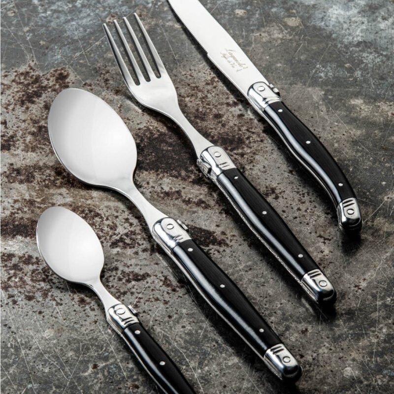 Laguiole Style de Vie Premium Line Treasure bestikksett 24 deler svart/stål