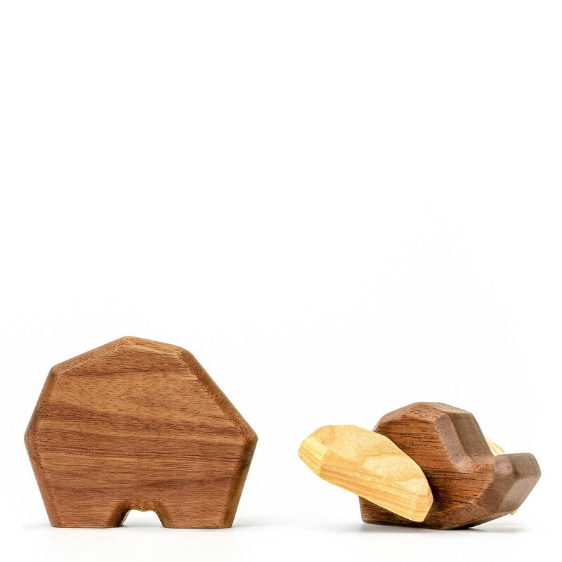 FableWood Liten elefant trefigur 8 cm valnøtt/ask