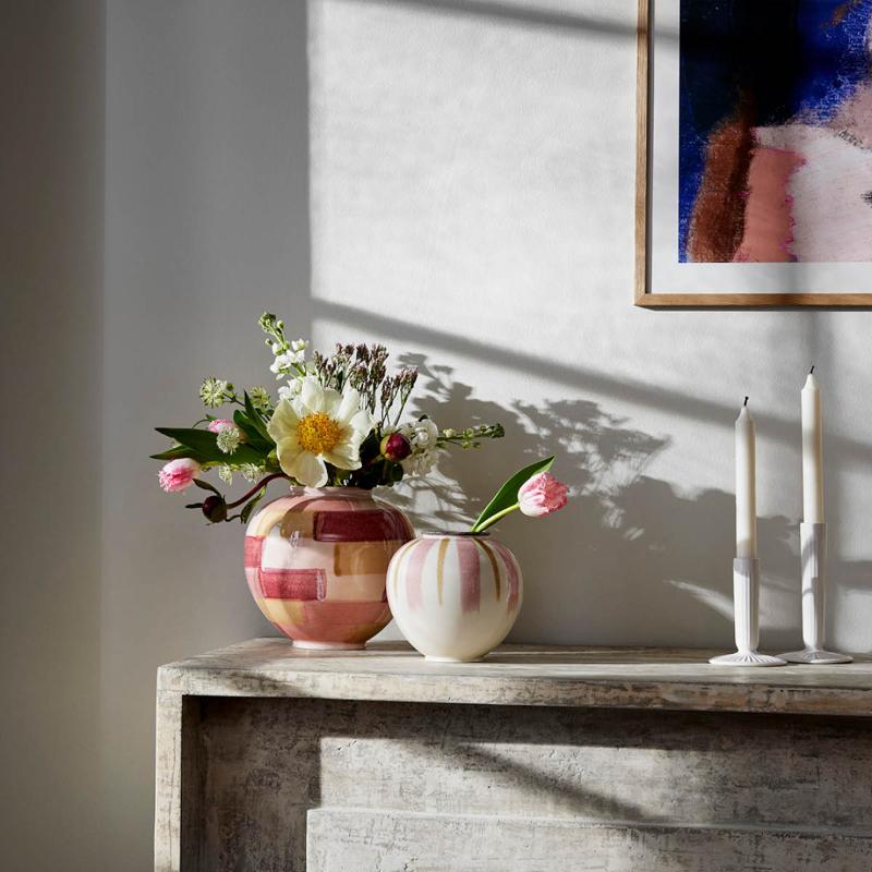 Kähler Canvas vase 20 cm rosa/brun