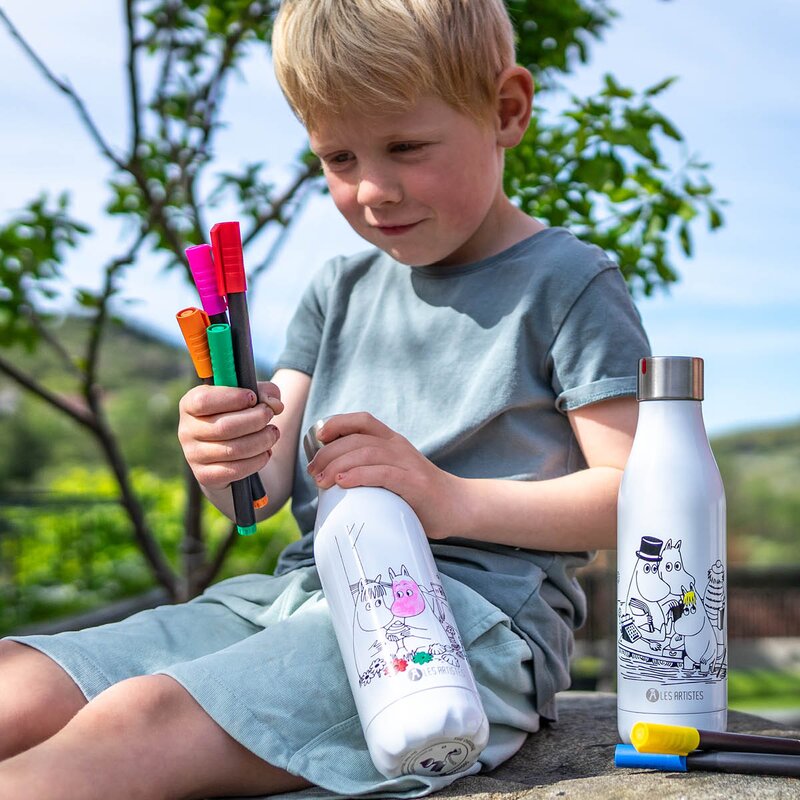 Les Artistes Bottle Up Mummi termoflaske 0,5 L med tusj hvit/multi