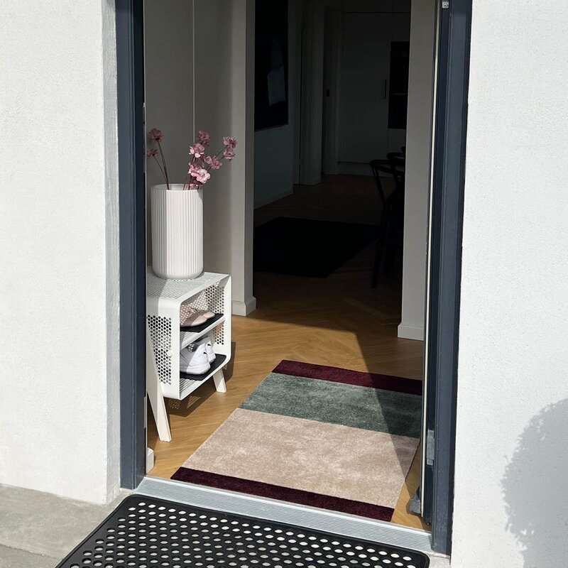 Tica Copenhagen Stripes horisontal gulvmatte 120x67 cm bordeaux/green/ivory