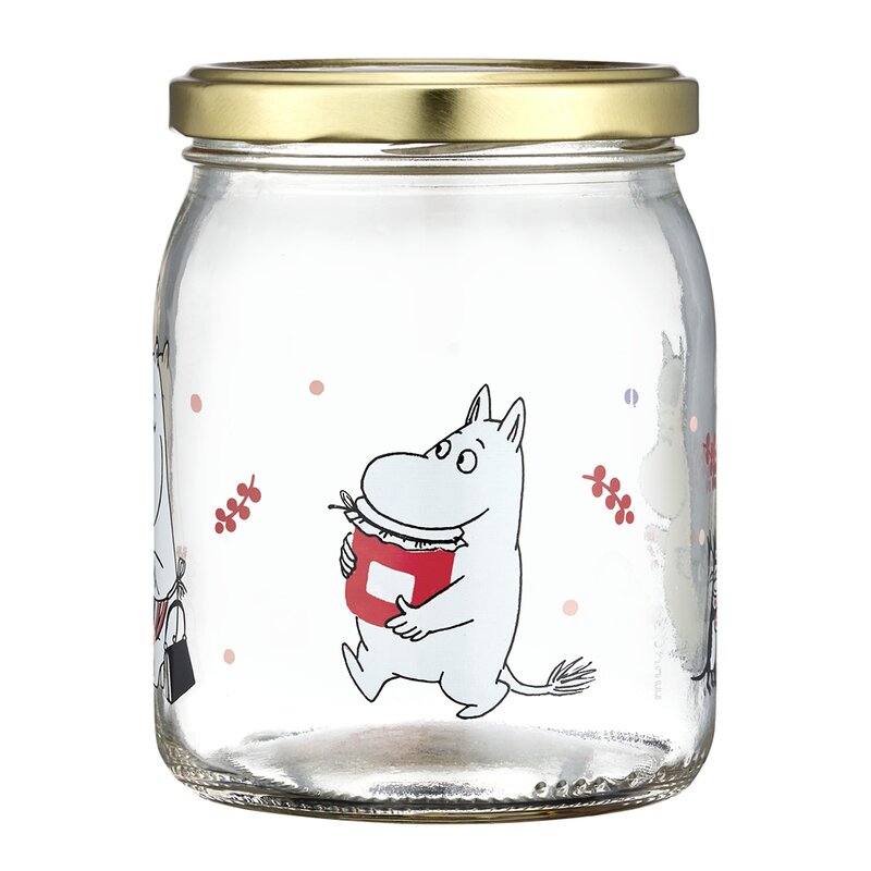 Muurla Mummi glasskrukke og 4 klistremerker 0,5L bær