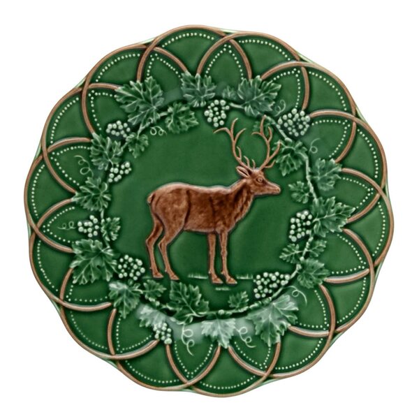 Bordallo Pinheiro Wood tallerken 24 cm hjort grønn/brun