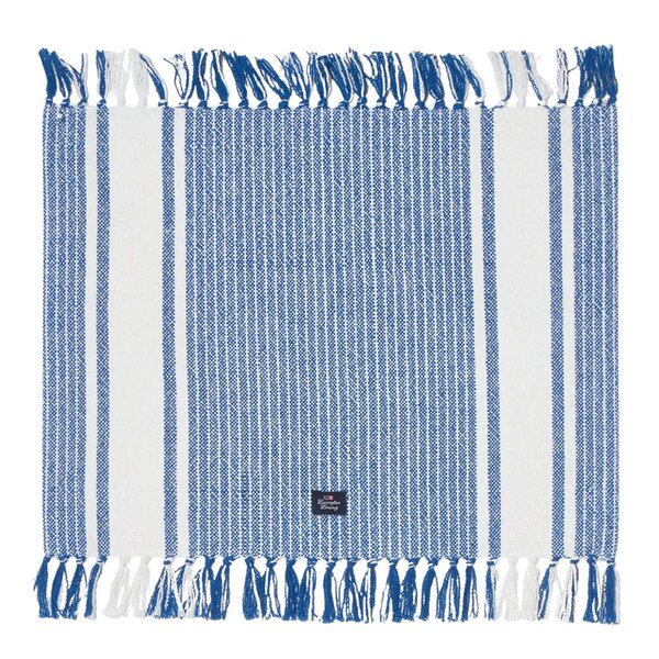 Lexington Bordbrikke 40x50 cm med frynser stripet hvit/blå