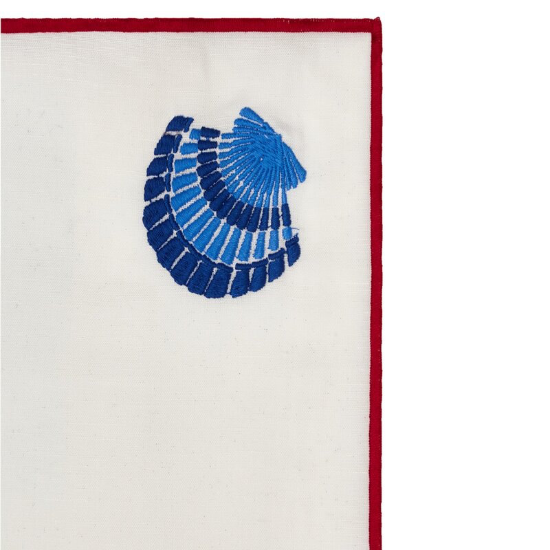 Lexington Shell embroidered tøyserviett 50x50 cm hvit/blå/rød
