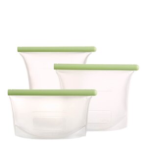 Lékué Gjenbrukbart silikonposesett 3 deler 0,5/1/1,5 L grønn