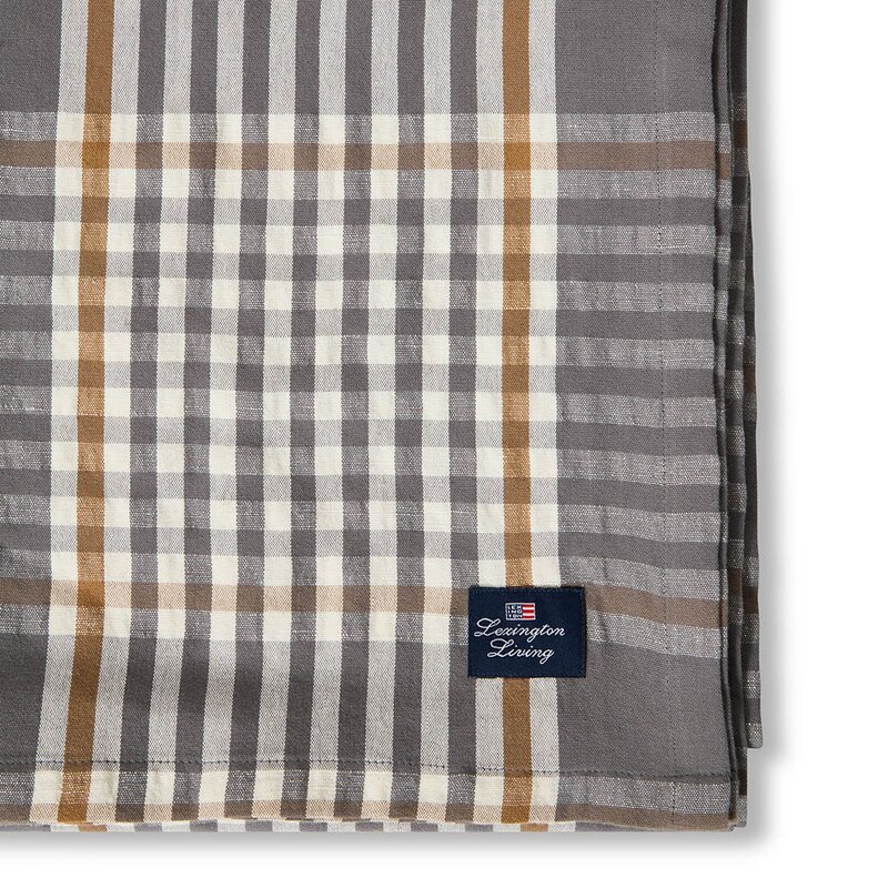 Lexington Rutete duk 150x350 cm grå/hvit/fudge