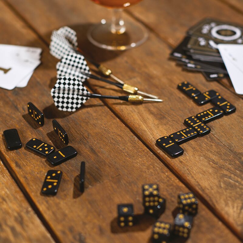 Gentlemen-s Hardware Barspill sett i etui svart/blå