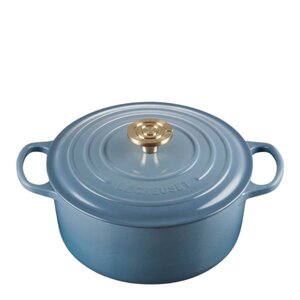 Le Creuset Signature støpejernsgryte rund 4,2L 24 cm chambray/gull/crucible knob