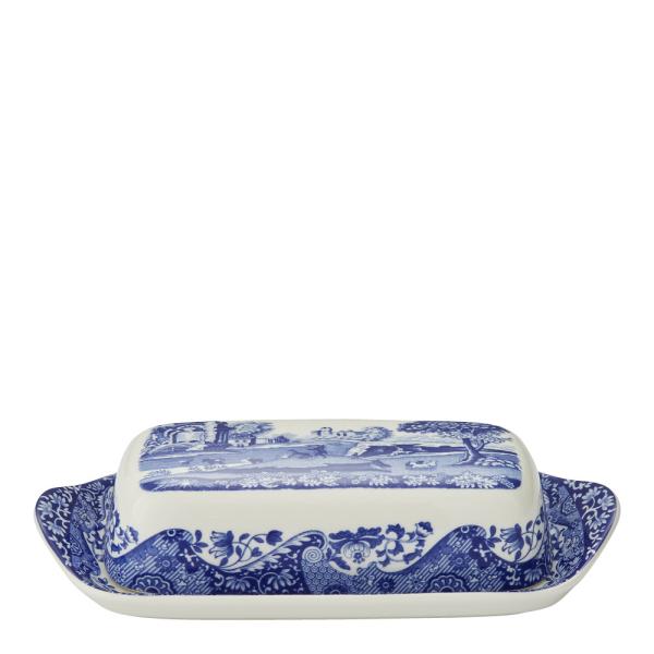 Spode Blue Italian smørboks blå/hvit