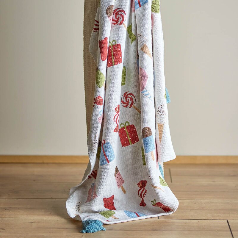 Bloomingville MINI Pledd Sweets 160x130 cm natur