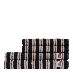 Lexington Stripete frotté håndkle 50x30 cm svart/lys beige