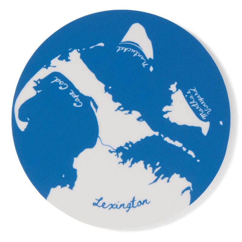 Lexington Glassunderlegg 4 stk laminert dobbelsidig blå/hvit