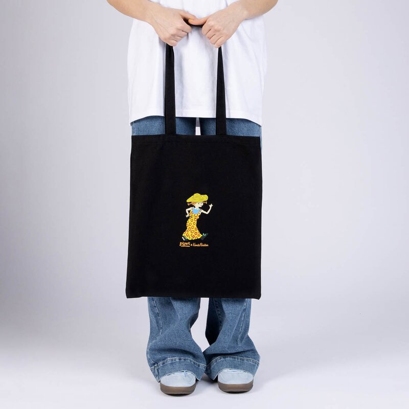 Nordicbuddies Pippi handlenett 38,5x42 cm Pippi tiger svart