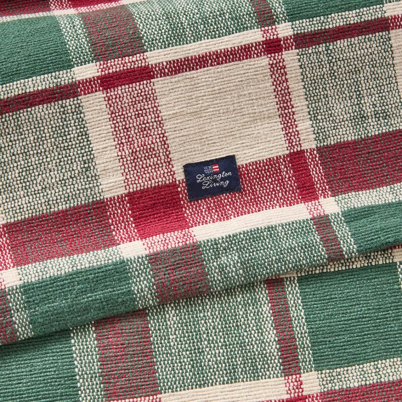 Lexington Rib løper bomull 50x250 cm rutete grønn/rød/beige