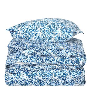 Lexington Sengesett 200x140 cm sateng blomstrete blå/hvit