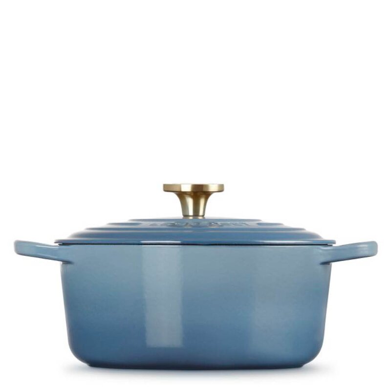 Le Creuset Signature støpejernsgryte rund 4,2L 24 cm chambray/gull/crucible knob