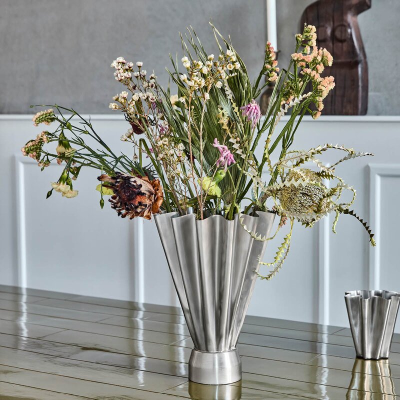 House Doctor Flood vase 33 cm børstet sølvfinish