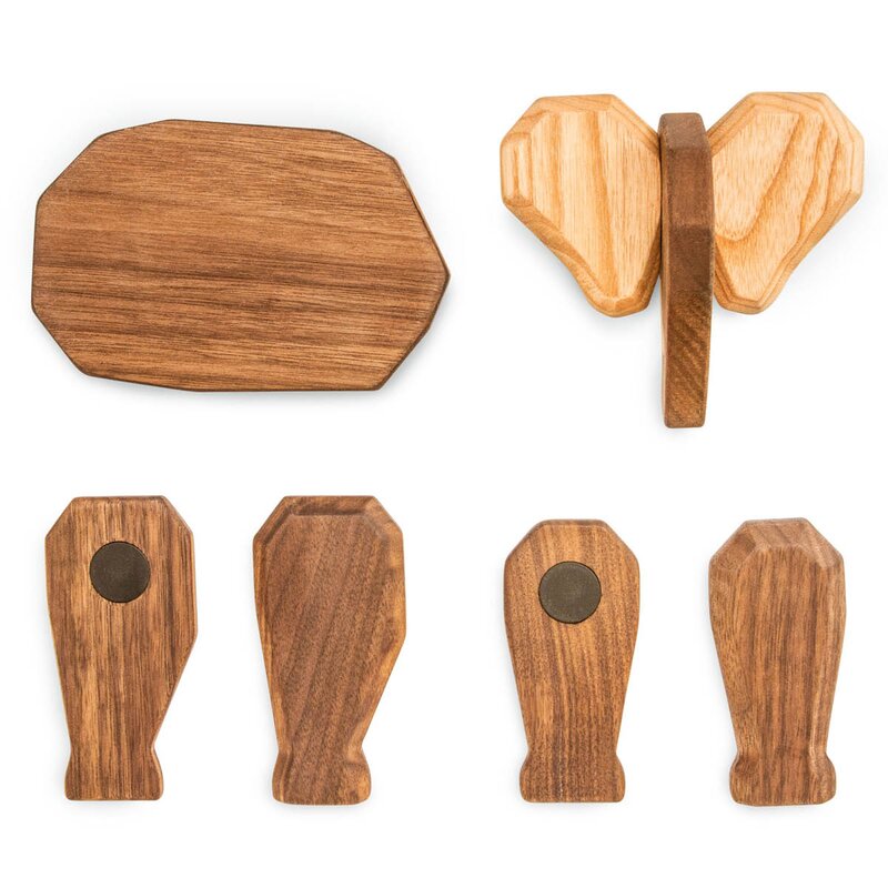 FableWood Far elefant trefigur 16 cm valnøtt/ask