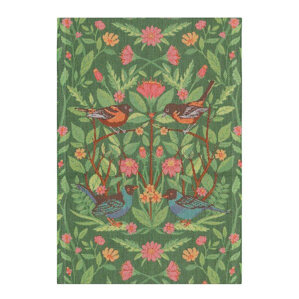 Ekelund Håndkle 35x50 cm Fuglemotiv/grønn