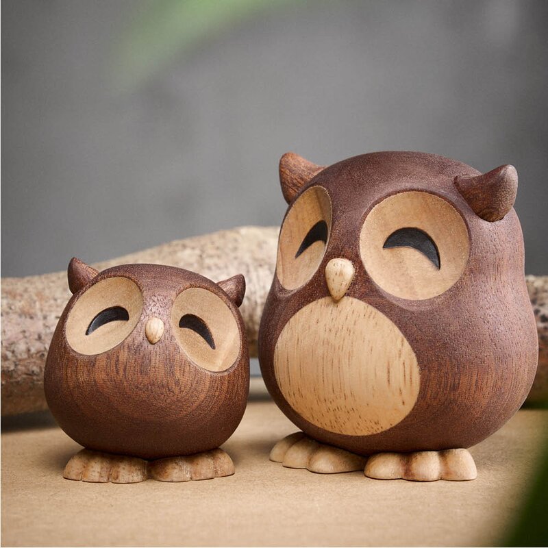 FableWood Sofia ugle trefigur 5 cm gummitre/sapele