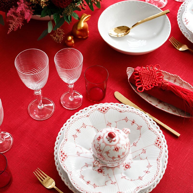 Royal Copenhagen Hvit Riflet Halvblonde skål 1,1L