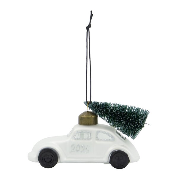 House Doctor Car julepynt 10,5x5,5 cm hvit sølv