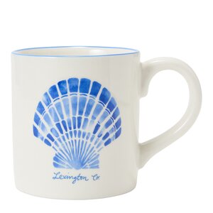 Lexington Shell stoneware krus 40 cl hvit/blå