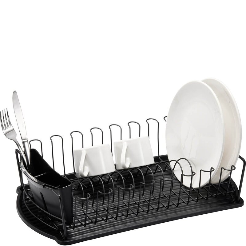 Dorre Disa oppvaskstativ med bestikkholder 48x28 cm svart