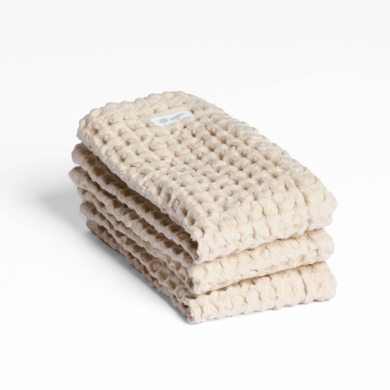 The Organic Company Big Waffle vaskeklut 25x40 cm 3 stk stone