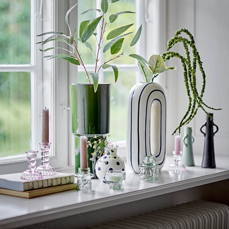 Bloomingville Delphia lysestake i glass 3 stk rosa