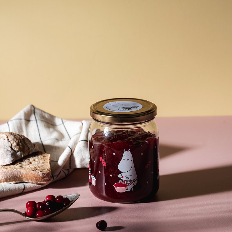 Muurla Mummi glasskrukke og 4 klistremerker 0,5L bær