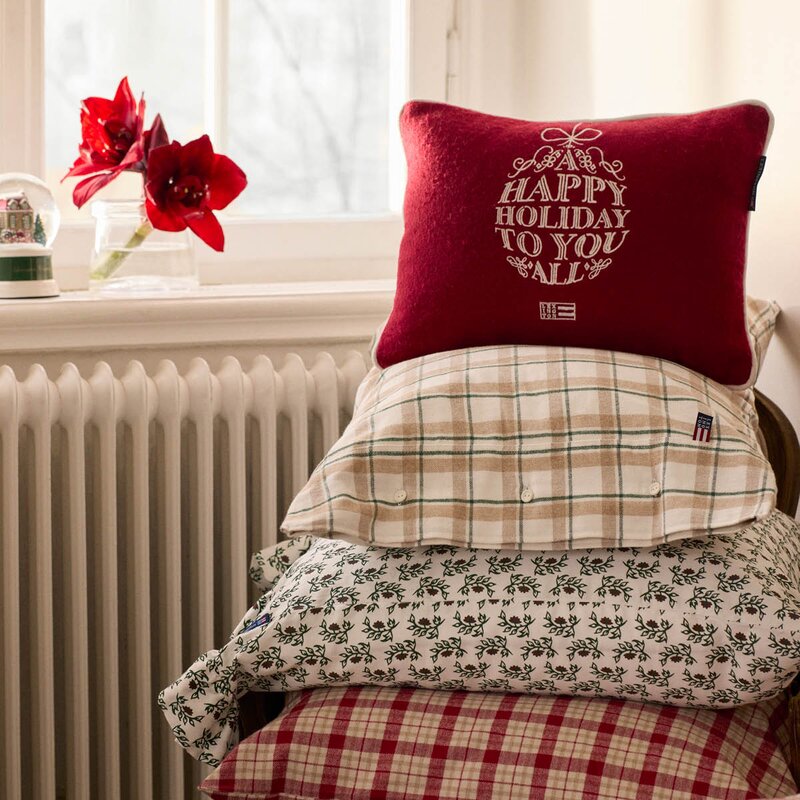 Lexington Sengesett flanell 200x220 cm rutete grønn/beige/hvit