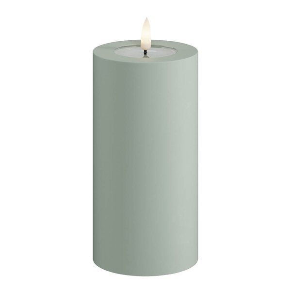 DeluxeHomeart LED utendørs kubbelys 7,5 x 15 cm salvie grønn