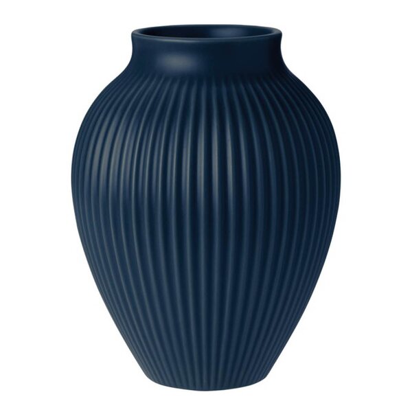 Knabstrup Keramik Ripple vase 20 cm Matt Mørk Blå