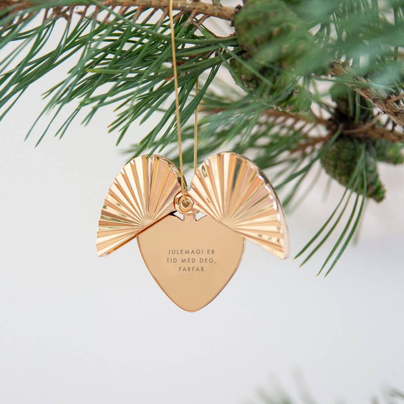 Pictureit Hjerteåpner julepynt 7x7 cm farfar gullbelagt