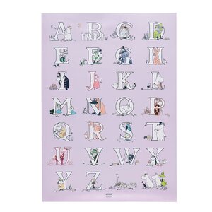 MoominArabia Mummi plakat alfabetet 50x70 cm lilla