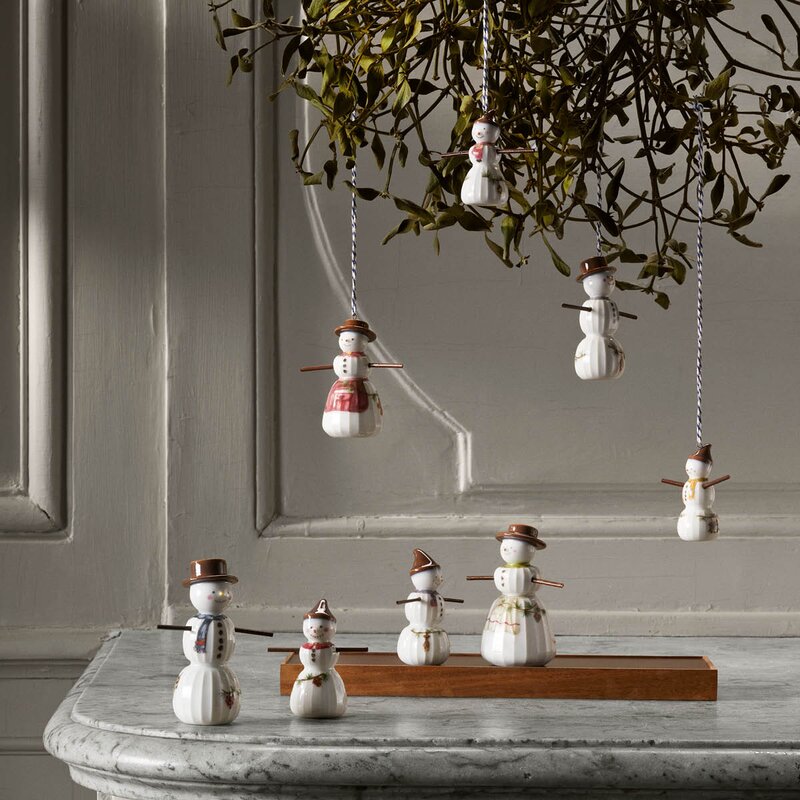 Kähler Hammershøi Christmas figur 2 stk snømann og snøkone hvit