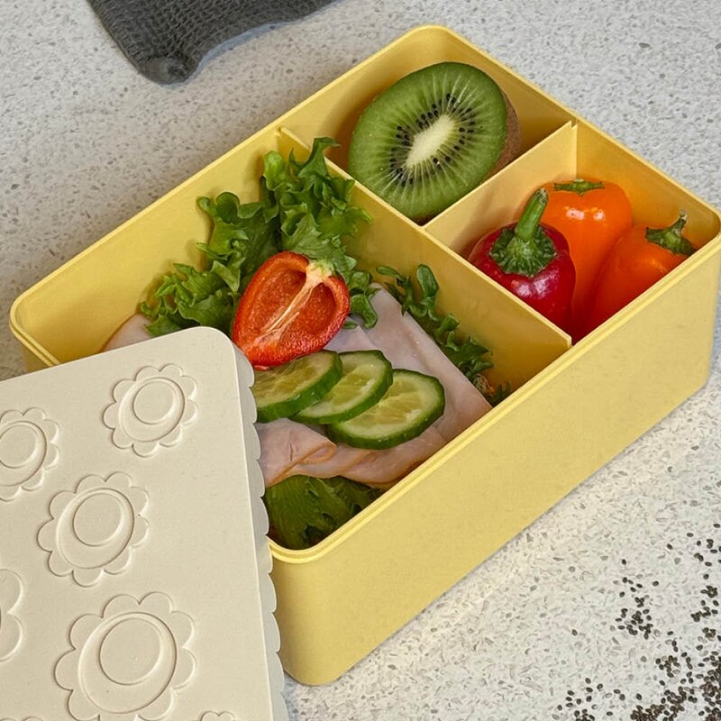 Blafre Matboks i plast treroms 7x14x19 cm Blomst beige/lys gul