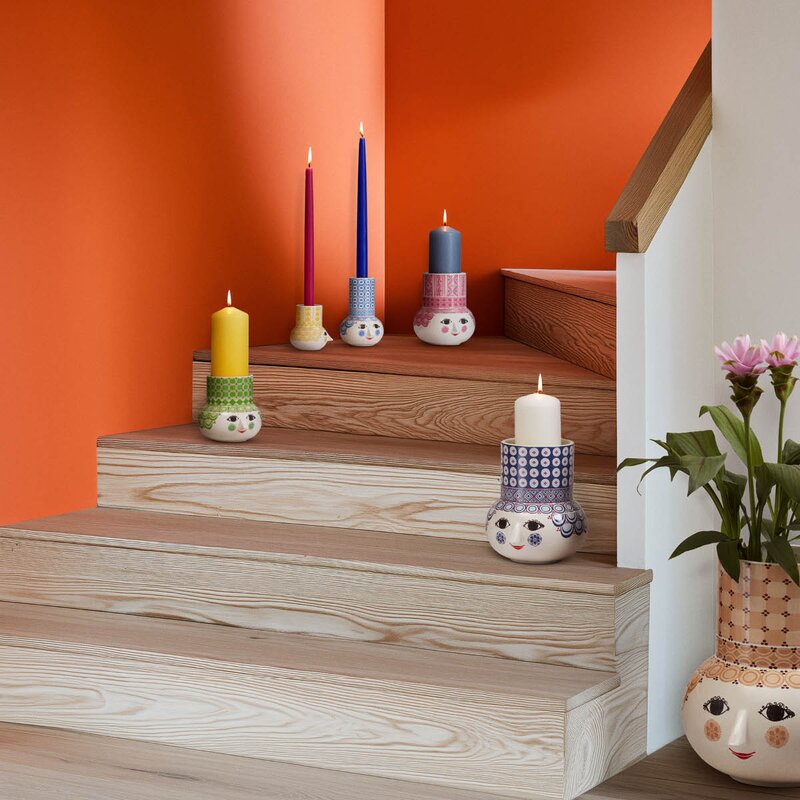 Bjørn Wiinblad Olga lysestake 14 cm lys blå