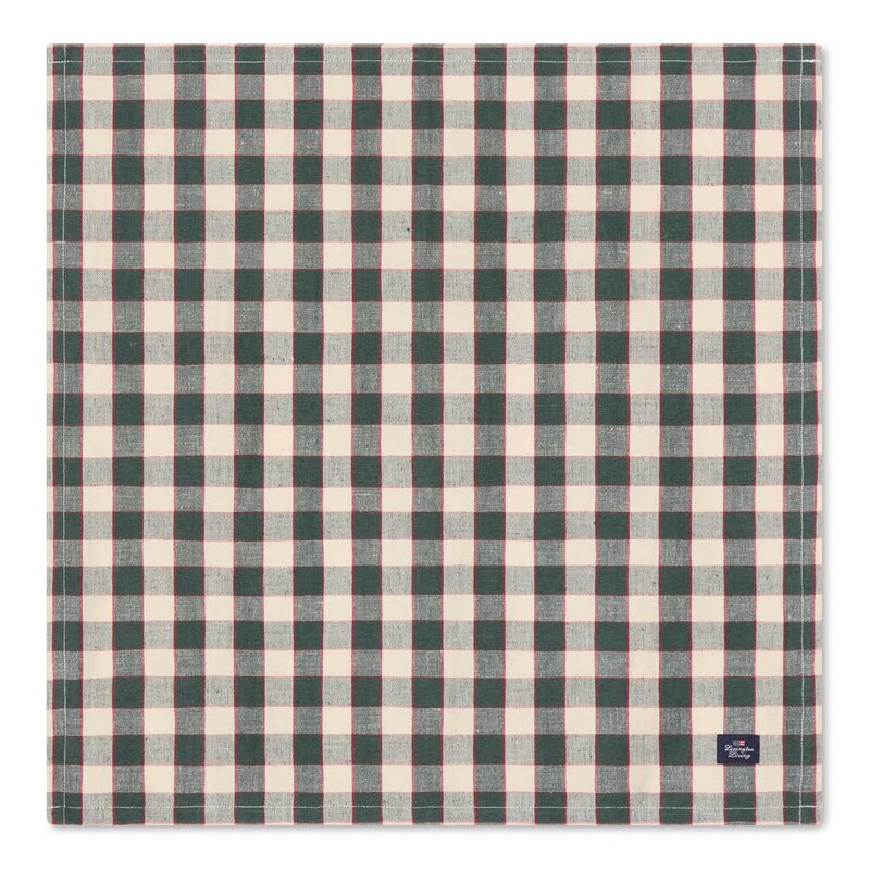 Lexington Rutete serviett i lin/bomull 50x50 cm grønn/lysbeige/rø